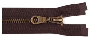 Kovový zip zdrhovadlo staromosaz 65cm - hnědý