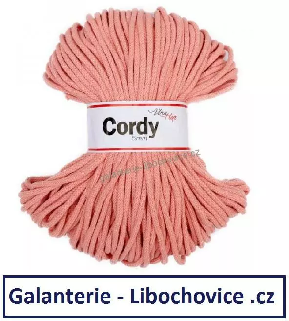 Pletací příze šňůry Cordy 5mm - Nebesky modrá