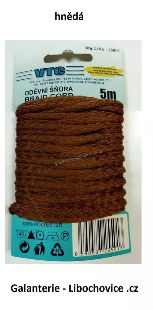Oděvní šňůra Cord 4mm  (25501/26) - tm. modrá