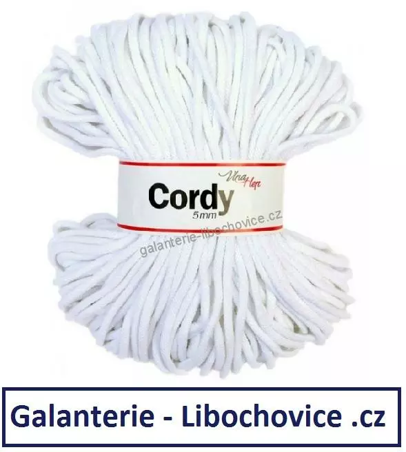 Pletací příze šňůry Cordy 5mm - Ecru