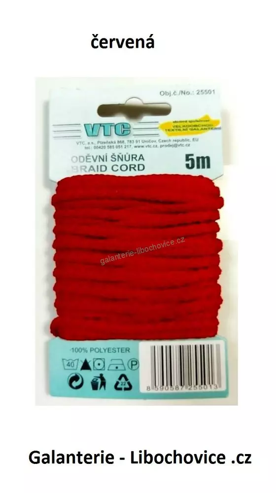 Oděvní šňůra Cord 4mm (25501/29) - středně modrá