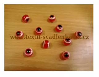 10 - Pryskyřicové korálky oko 10mm - červená O
