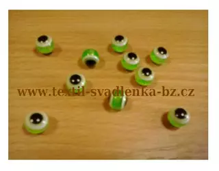 10 - Pryskyřicové korálky oko 10mm - zelená O