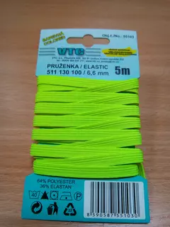 Prádlová guma pruženka 6,6mm (55103/4206) - NEONOVÁ žlutá