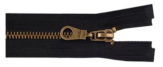 Kovový zip zdrhovadlo staromosaz 50cm - černý
