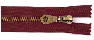 Kovový zip zdrhovadlo staromosaz 50cm - bordo