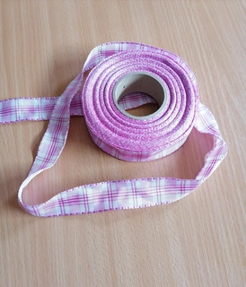 Stuha s drátkem růžová kostka 25mm