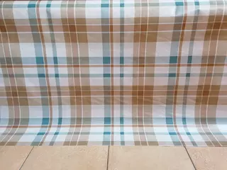 PVC umělý ubrus - kostka hnědo-tyrkysová