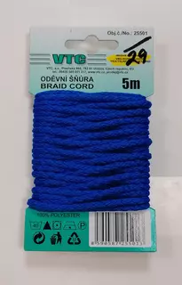 Oděvní šňůra Cord 4mm (25501/29) - středně modrá
