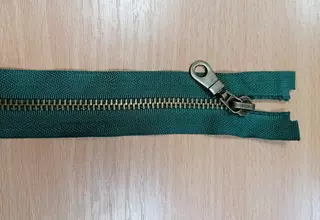 Kovový zip zdrhovadlo staromosaz 50cm - zelená myslivecká
