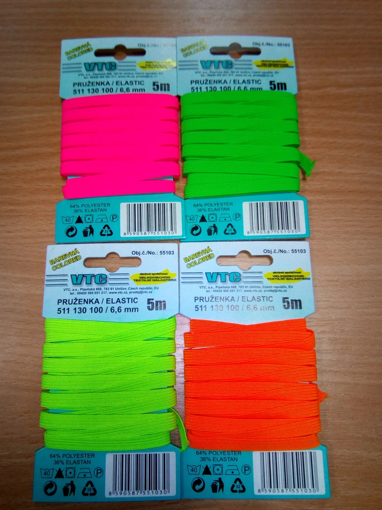 Prádlová guma pruženka 6,6mm (55103/1805) - NEONOVÁ zelená