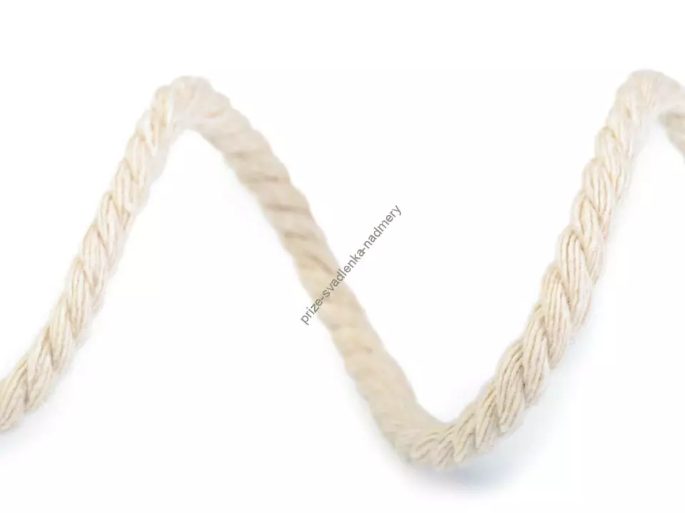 Bavlněná šňůra kroucená Ø5 mm přírodní barva