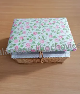 Košíček kazeta na šití polstrovaná + bambus 87045