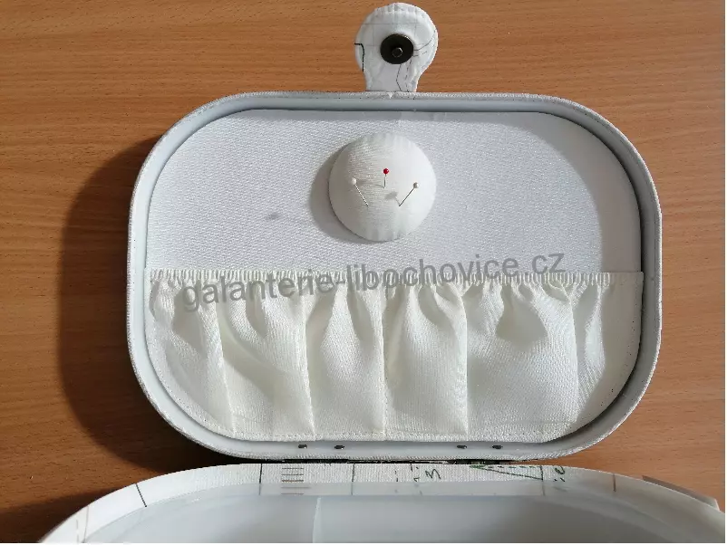 Luxusní košíček kazeta na šití polstrovaná + bambus 87065