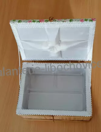 Košíček kazeta na šití polstrovaná + bambus 87045